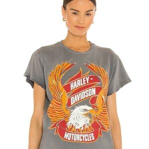 Harley-Davidson Gray Tee with Vibrant Eagle Design